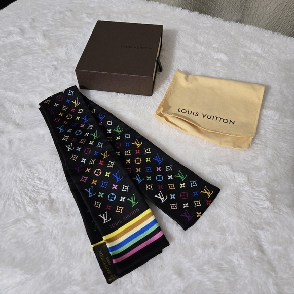 Louis Vuitton Accessories - 🔥 Louis Vuitton x Takashi Murakami Silk Monogram Multicolor Bandeau Black 🔥